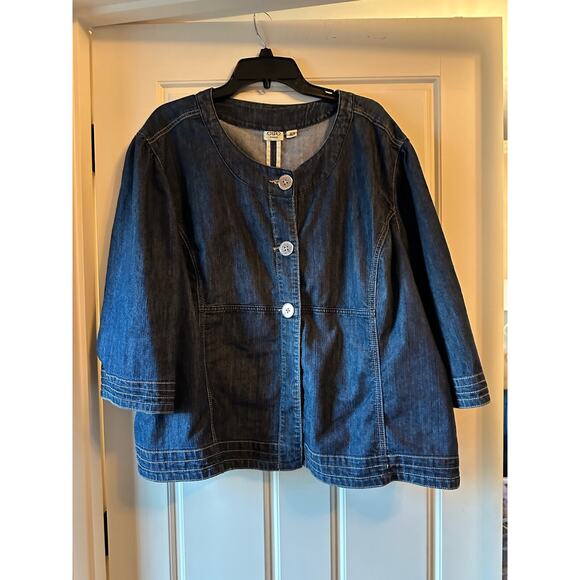 Cato Jacket Ladies 26/28W Denim 3/4 Sleeve Light Weight - Picture 12 of 15